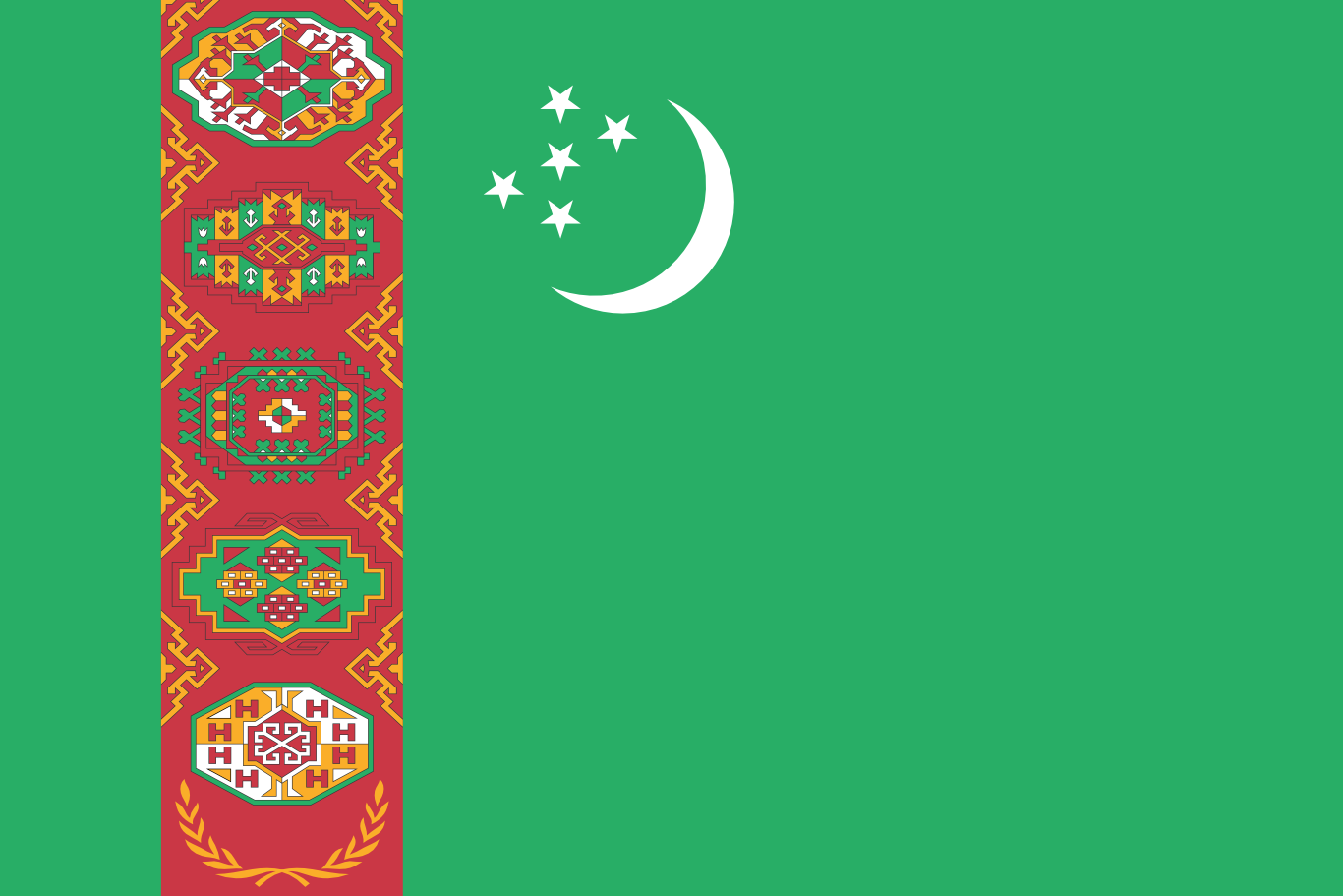 Bandera del país Turkmenistán en resolución 1366x911, Estados del mundo, los símbolos del estado